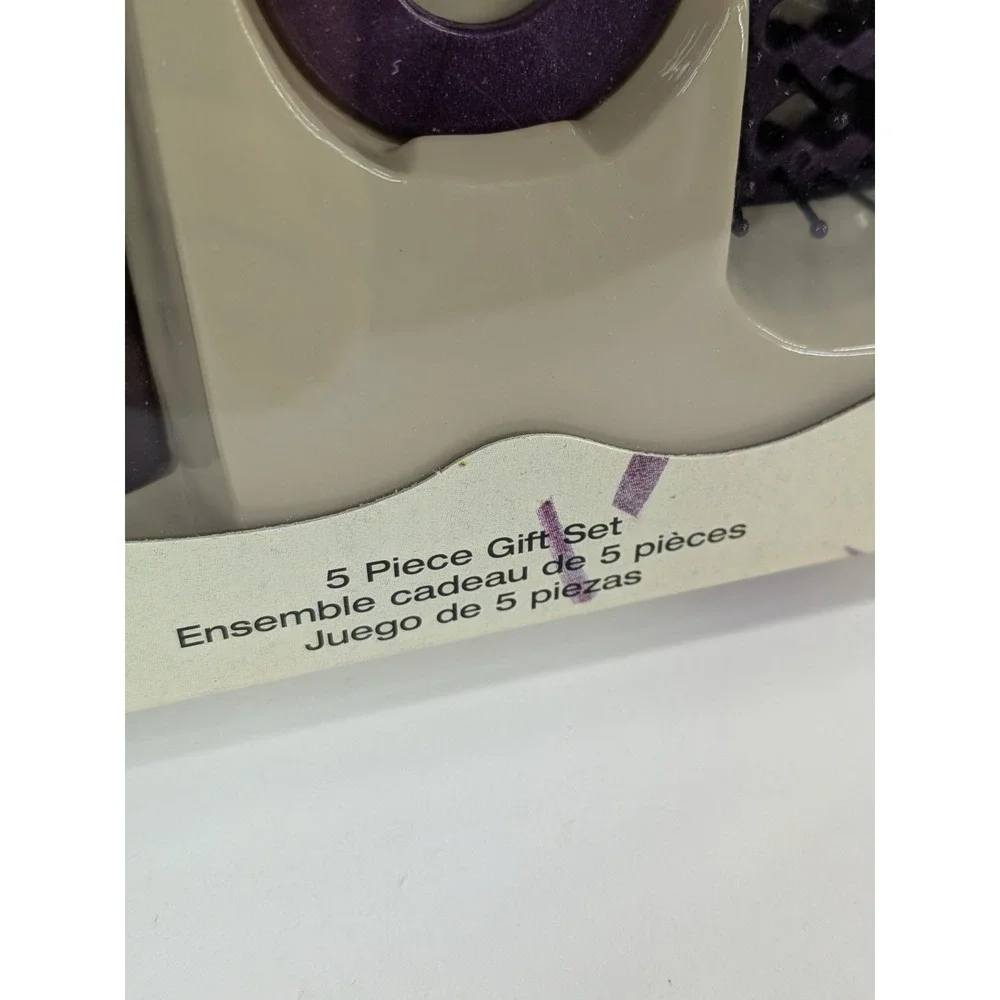 NIB 90s😍Vintage Revlon Styling Set Hair Brushes & Combs Purple Mirror Gift Set
